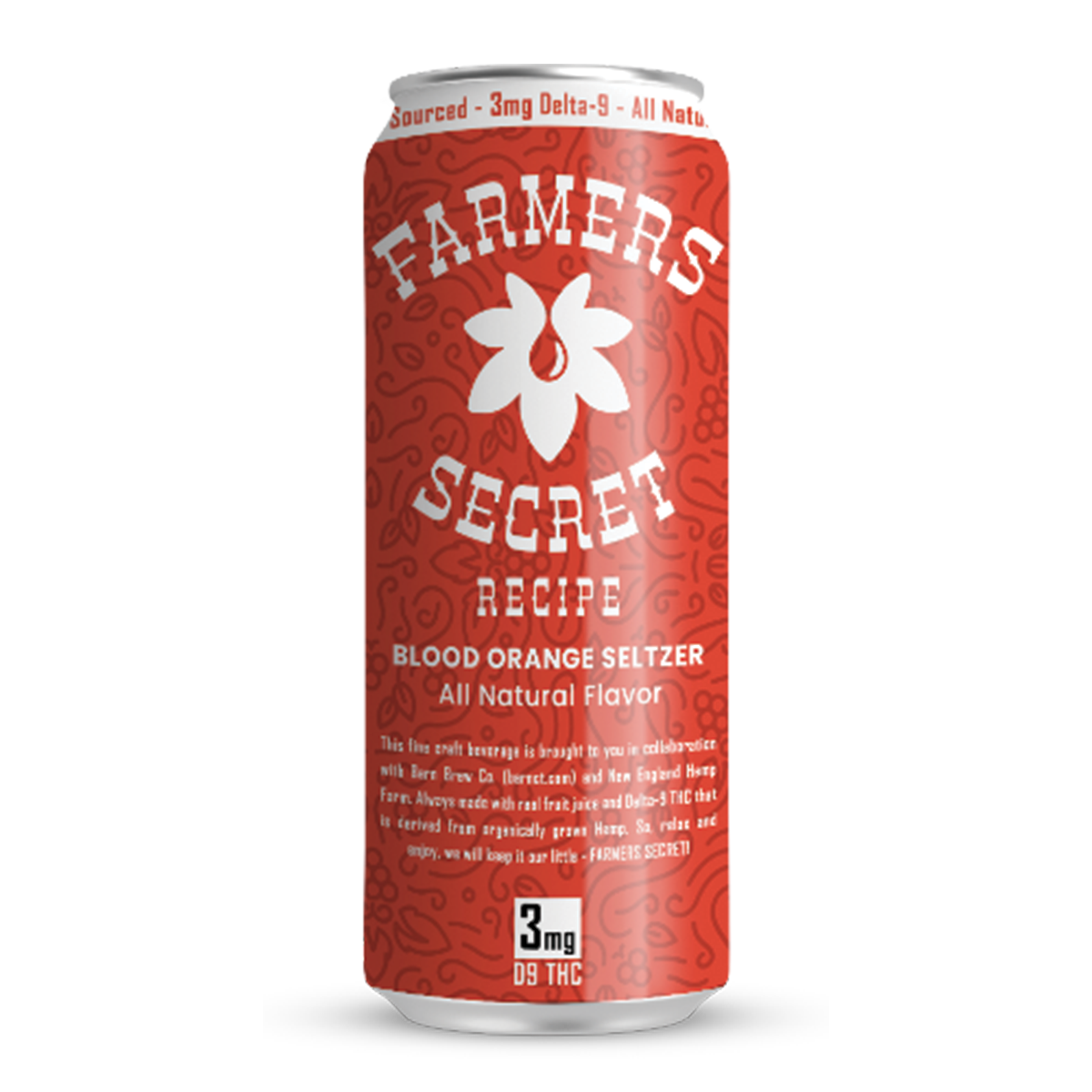 4 pack Farmers Secret Blood Orange 3mg D9 THC Seltzer