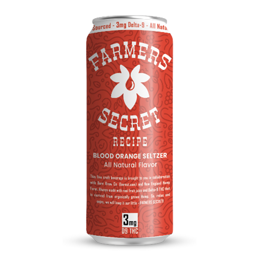 4 pack Farmers Secret Blood Orange 3mg D9 THC Seltzer