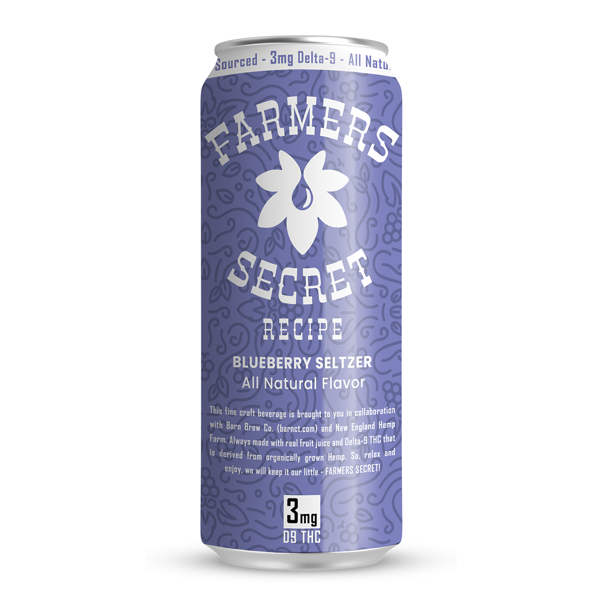 4 pack Farmers Secret Blueberry 3mg D9 THC Seltzer